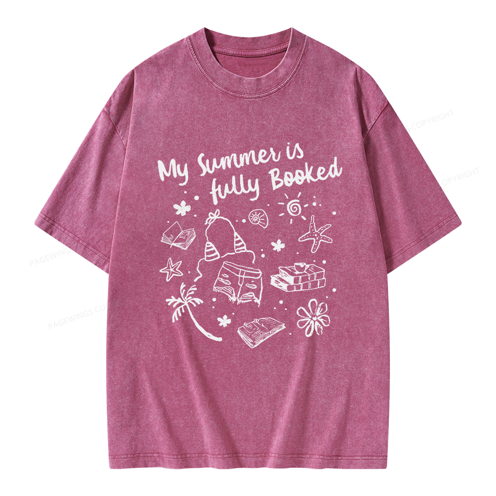 Pagewings My Summer Is Fully Booked Unisex Washed T-shirt