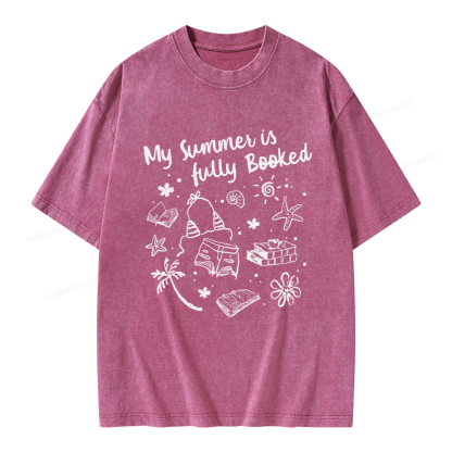 Pagewings My Summer Is Fully Booked Unisex Washed T-shirt