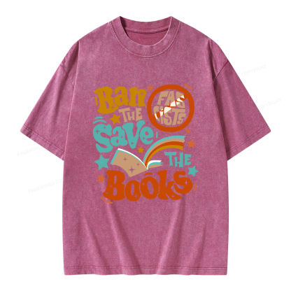Pagewings Ban The Fascists Save The Books Unisex Washed T-shirt