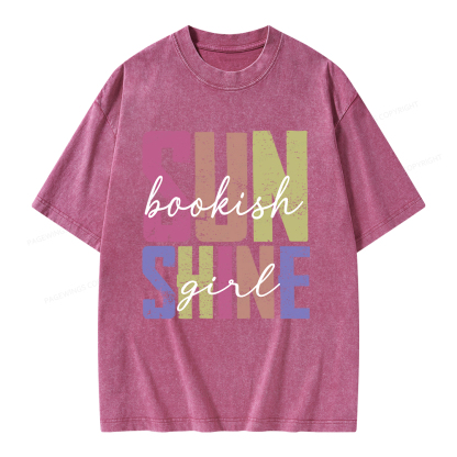 Pagewings Sunshine Bookish Girl Unisex Washed T-shirt