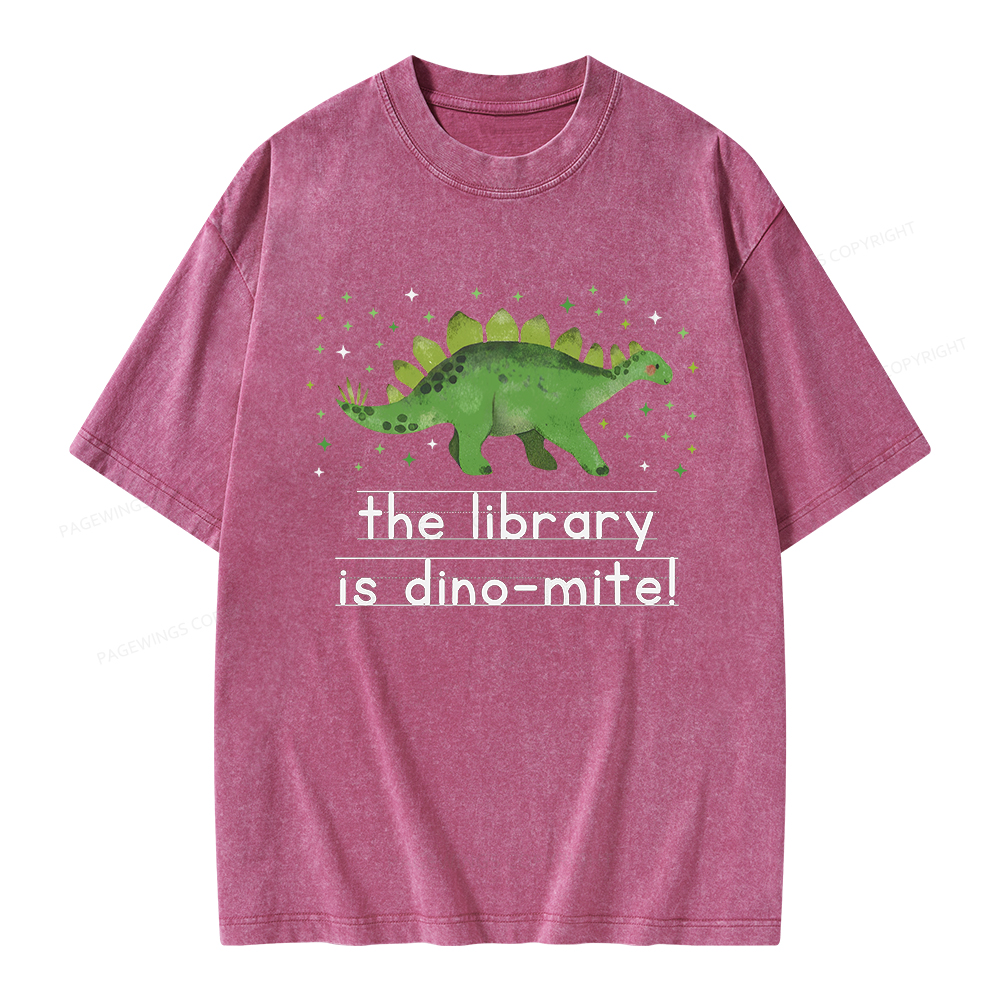 Pagewings The Library Is Dino-Mite Unisex Washed T-shirt