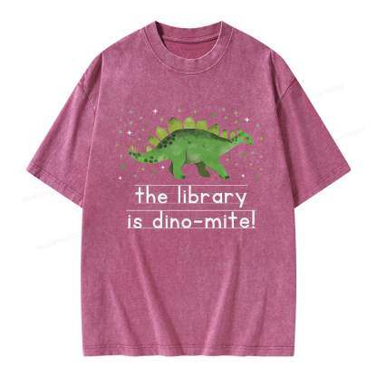 Pagewings The Library Is Dino-Mite Unisex Washed T-shirt