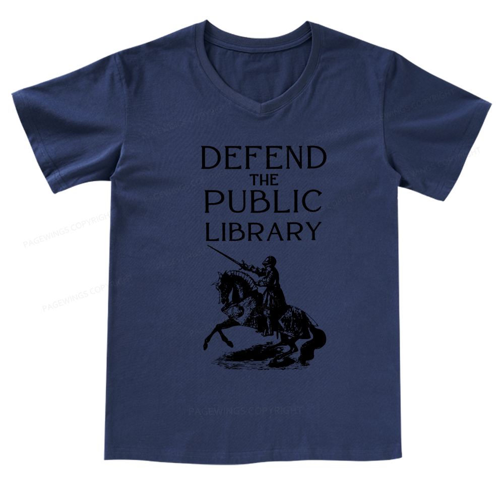 Pagewings Defend The Public Library V-neck T-shirt