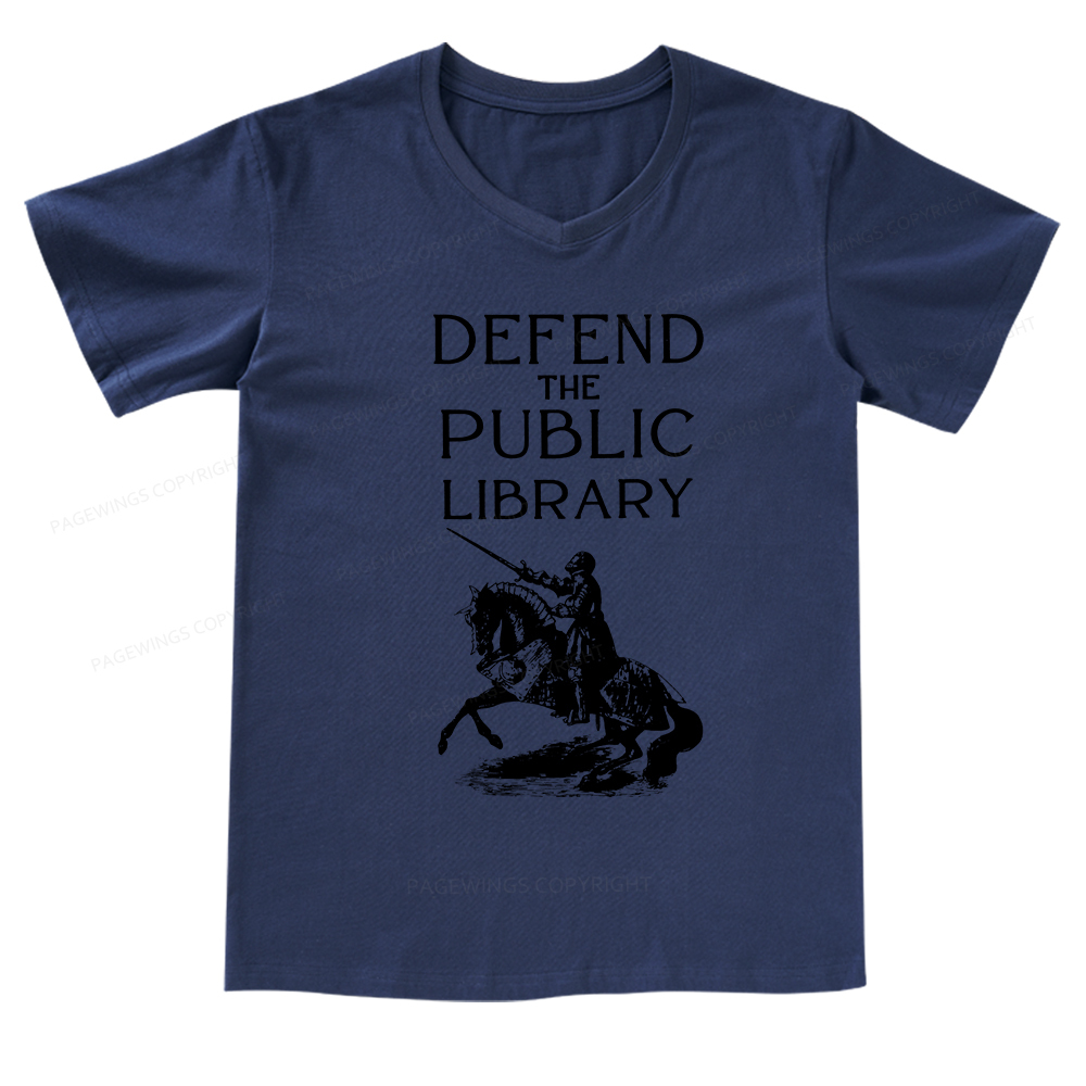 Pagewings Defend The Public Library V-neck T-shirt