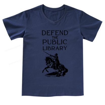 Pagewings Defend The Public Library V-neck T-shirt