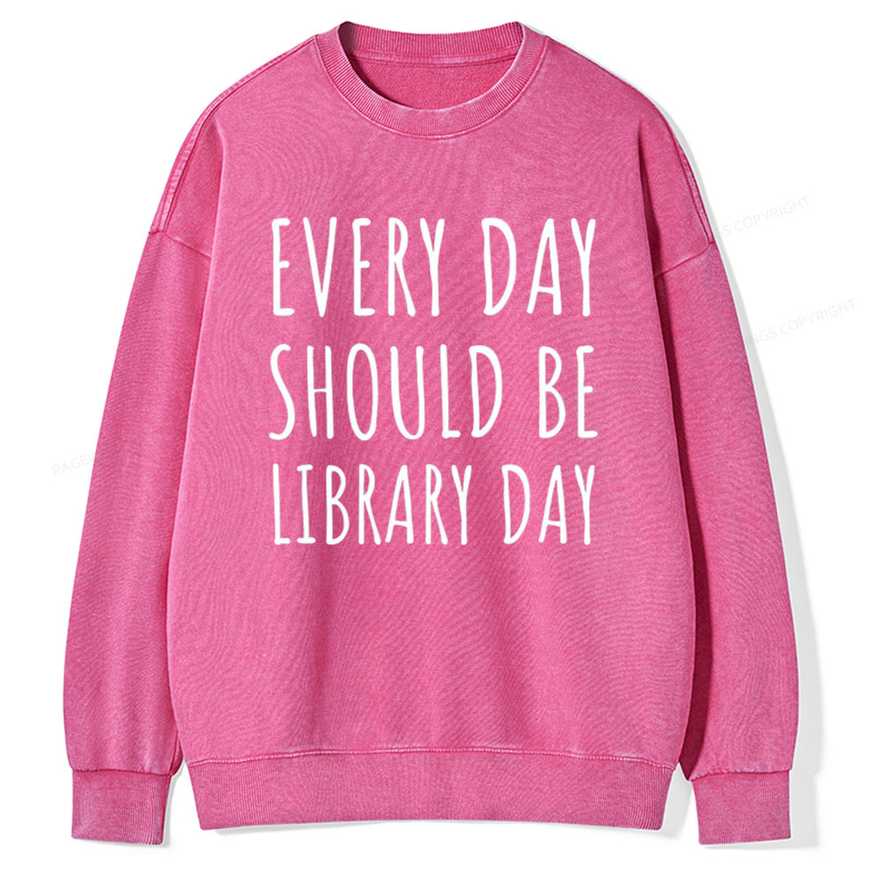 Pagewings Library Day Media Specialist Shirt Library Shirt Unisex Washed Sweatshirt
