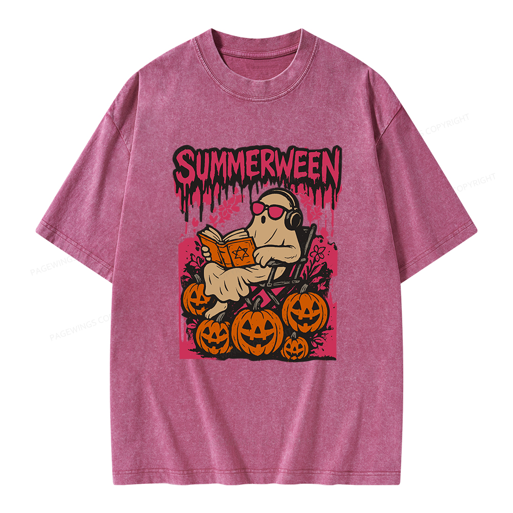 Pagewings Summerween Halloween Unisex Washed T-shirt