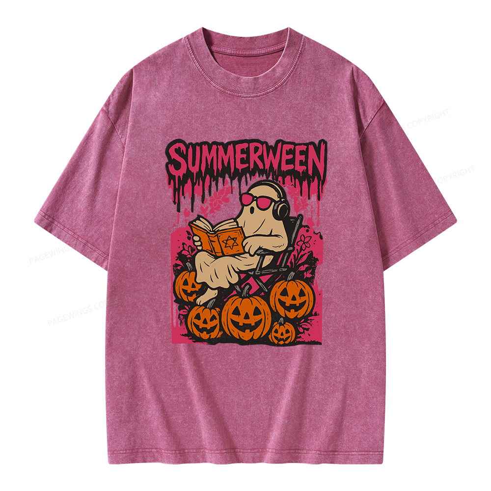 Pagewings Summerween Halloween Unisex Washed T-shirt