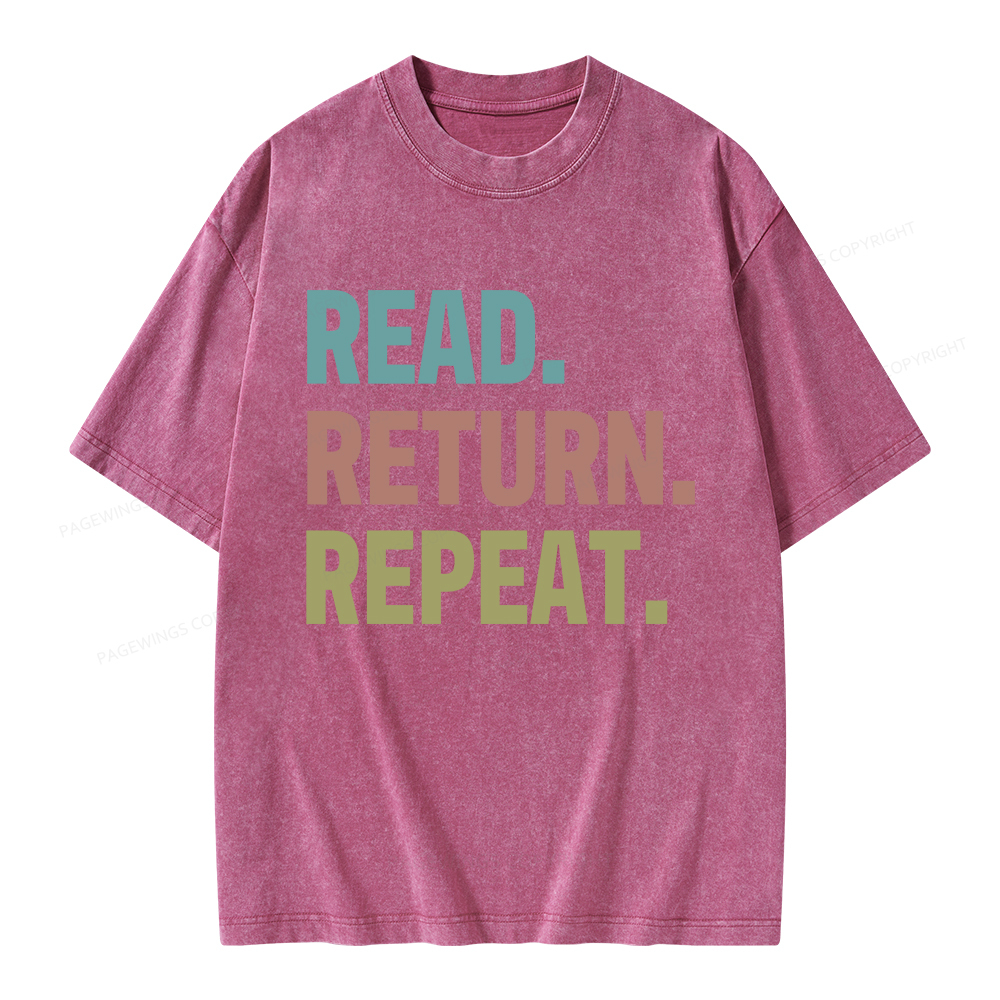 Pagewings Read Return Repeat Unisex Washed T-shirt