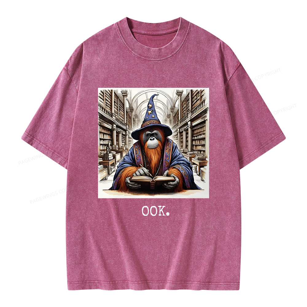 Pagewings Orangutan Librarian OOK  Unisex Washed T-shirt