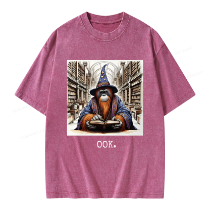 Pagewings Orangutan Librarian OOK  Unisex Washed T-shirt