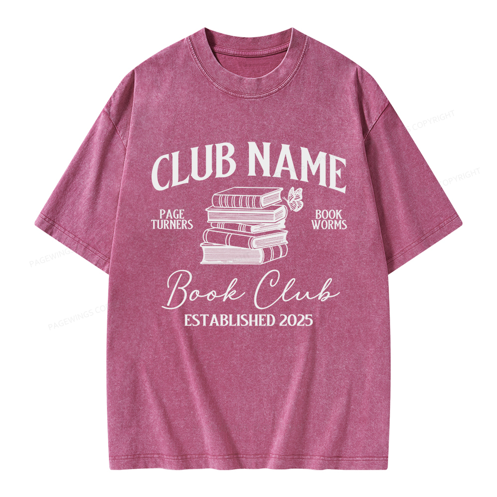 Pagewings Personalized Book Club  Unisex Washed T-shirt