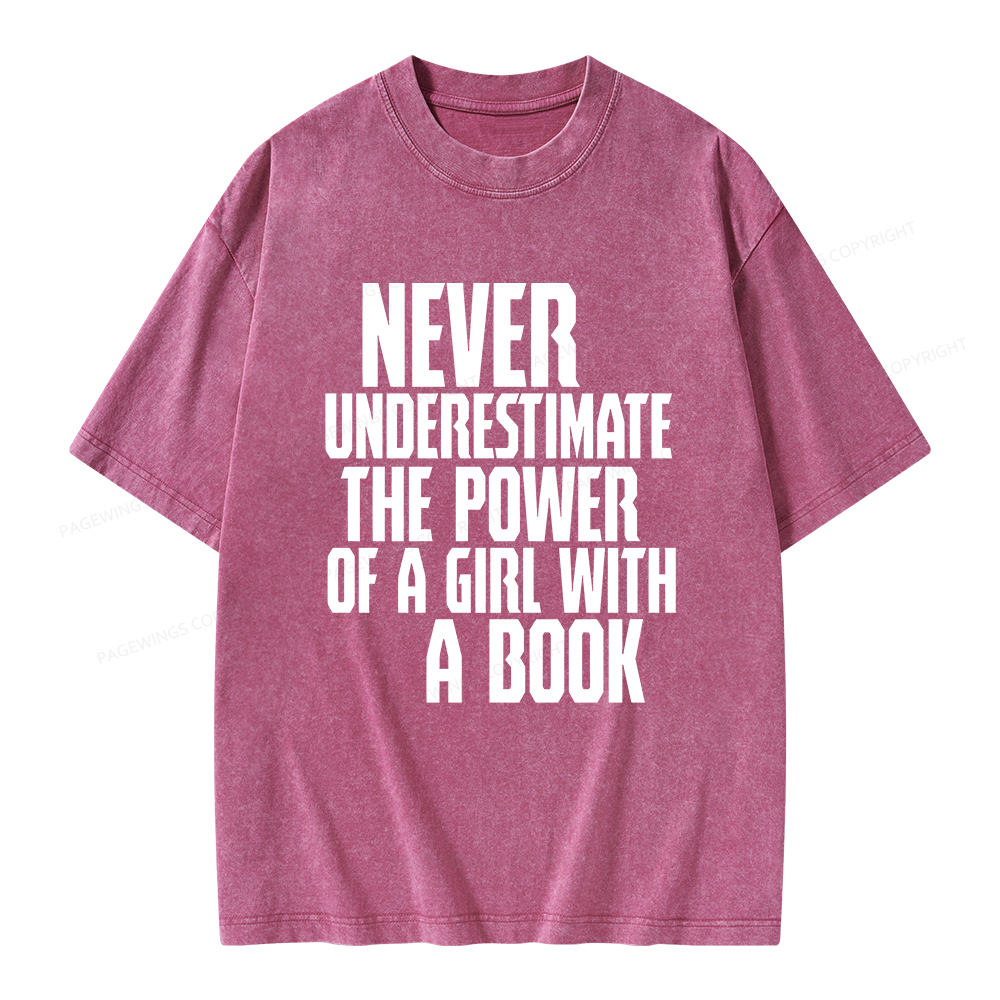 Pagewings The Power Of A Girl With A Book Unisex Washed T-shirt