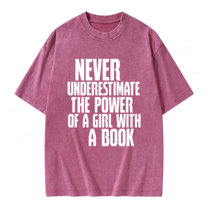 Pagewings The Power Of A Girl With A Book Unisex Washed T-shirt