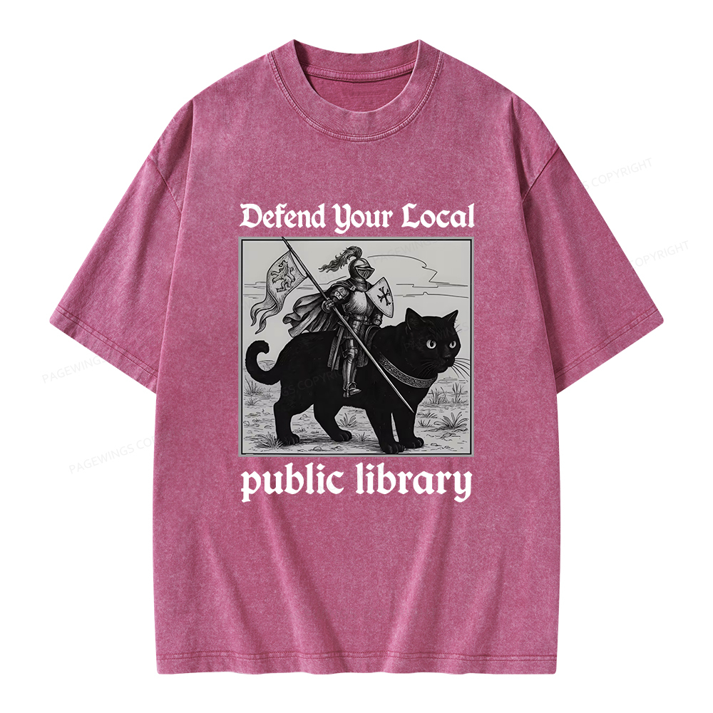 Pagewings Defend Your Local public library Unisex Washed T-shirt