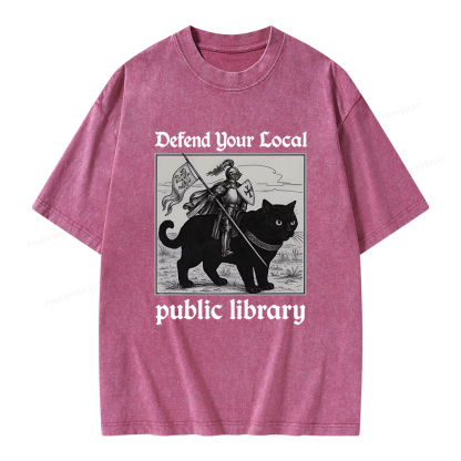 Pagewings Defend Your Local public library Unisex Washed T-shirt