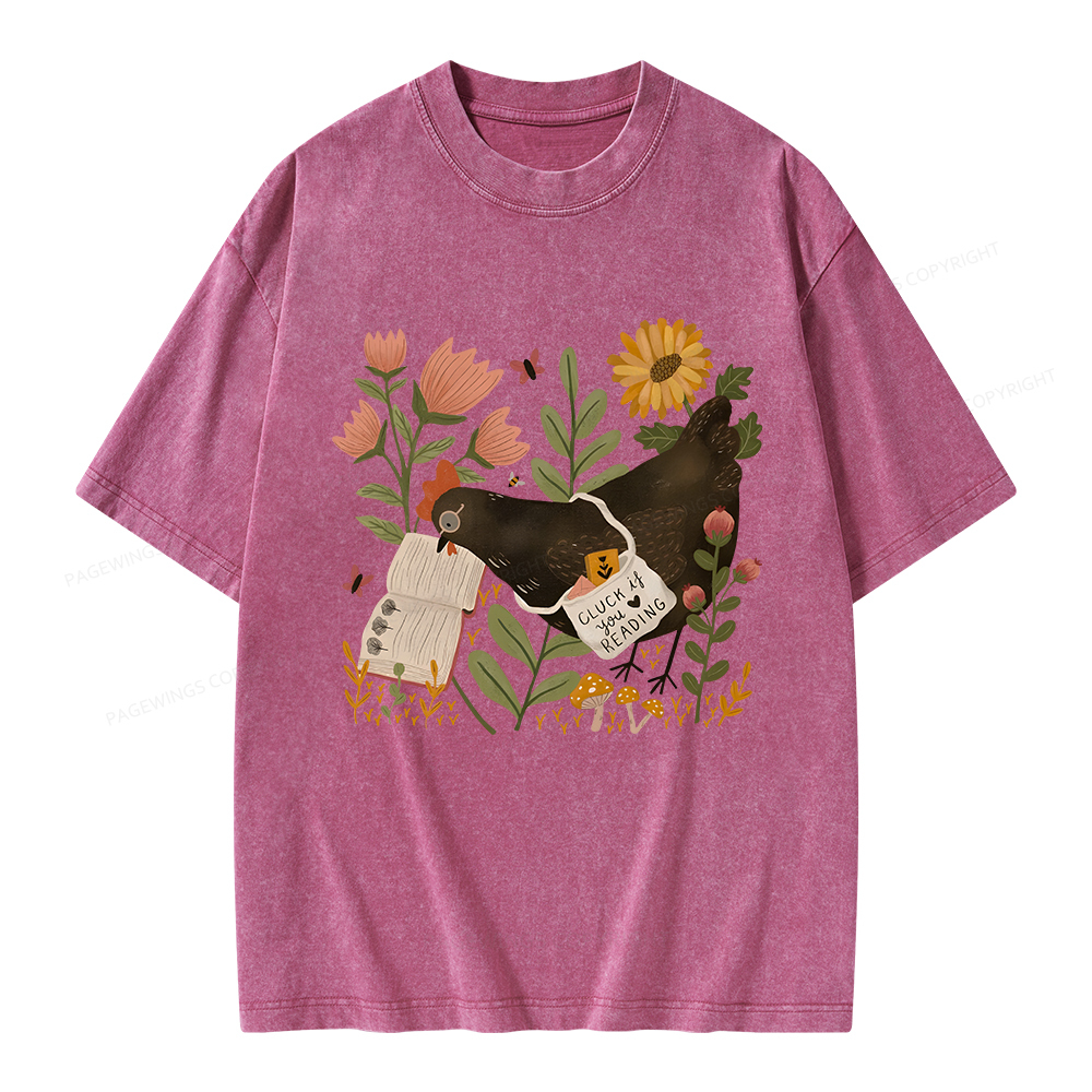 Pagewings Chicken Reading a Book Unisex Washed T-shirt