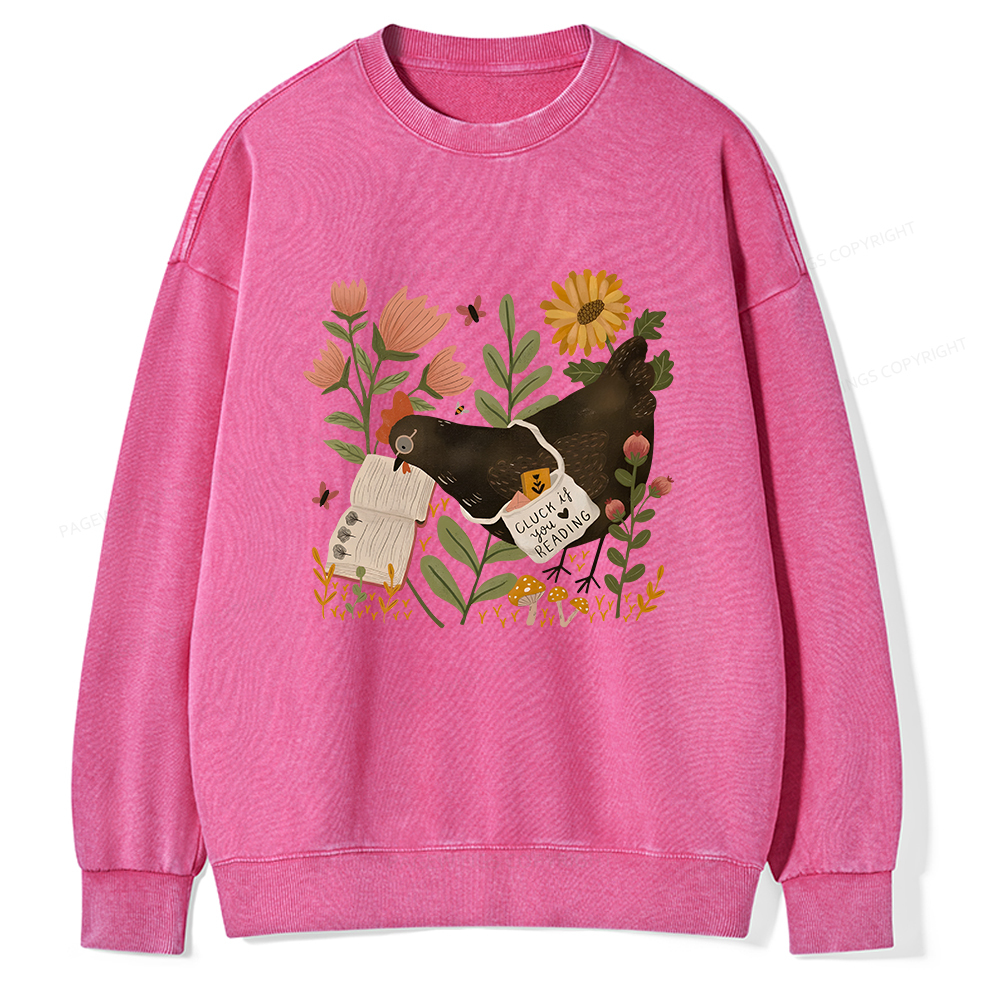 Pagewings Chicken Reading a Book Unisex Washed Sweatshirt