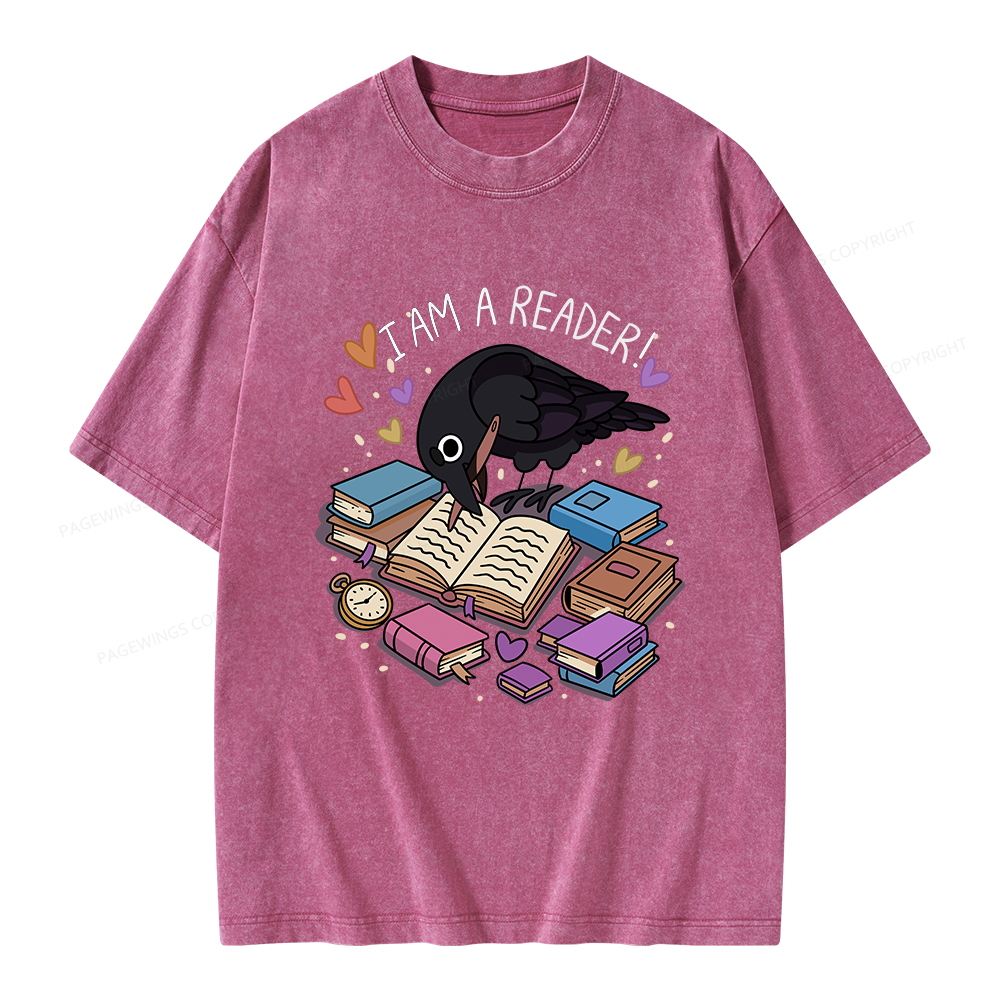 Pagewings I Am An Reader Unisex Washed T-shirt