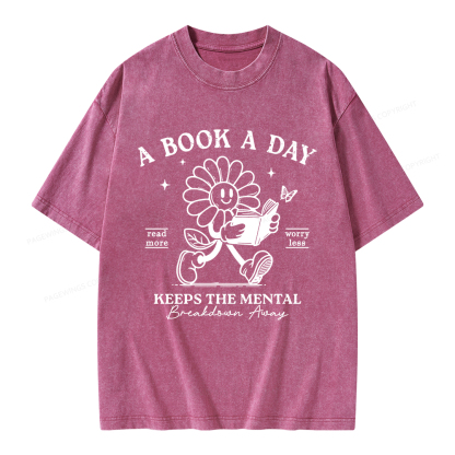 Pagewings Read More Worry Less Unisex Washed T-shirt