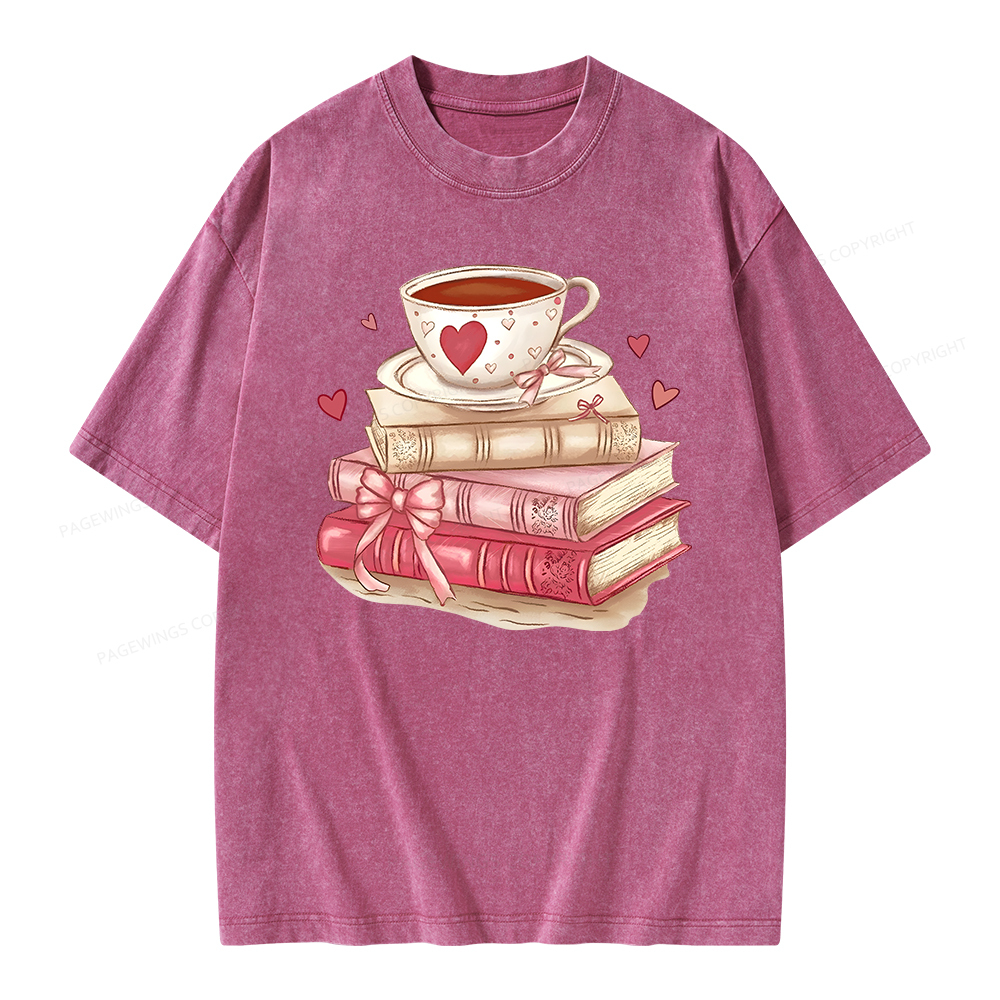 Pagewing Book Lover Valentine Sweatshirt Unisex Washed T-shirt