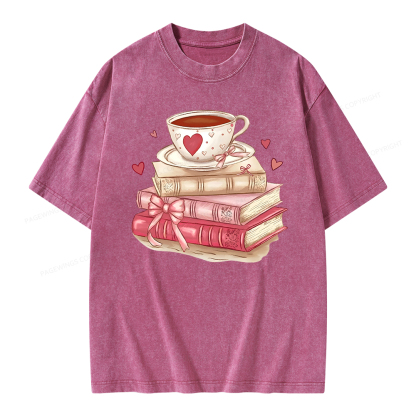Pagewing Book Lover Valentine Sweatshirt Unisex Washed T-shirt