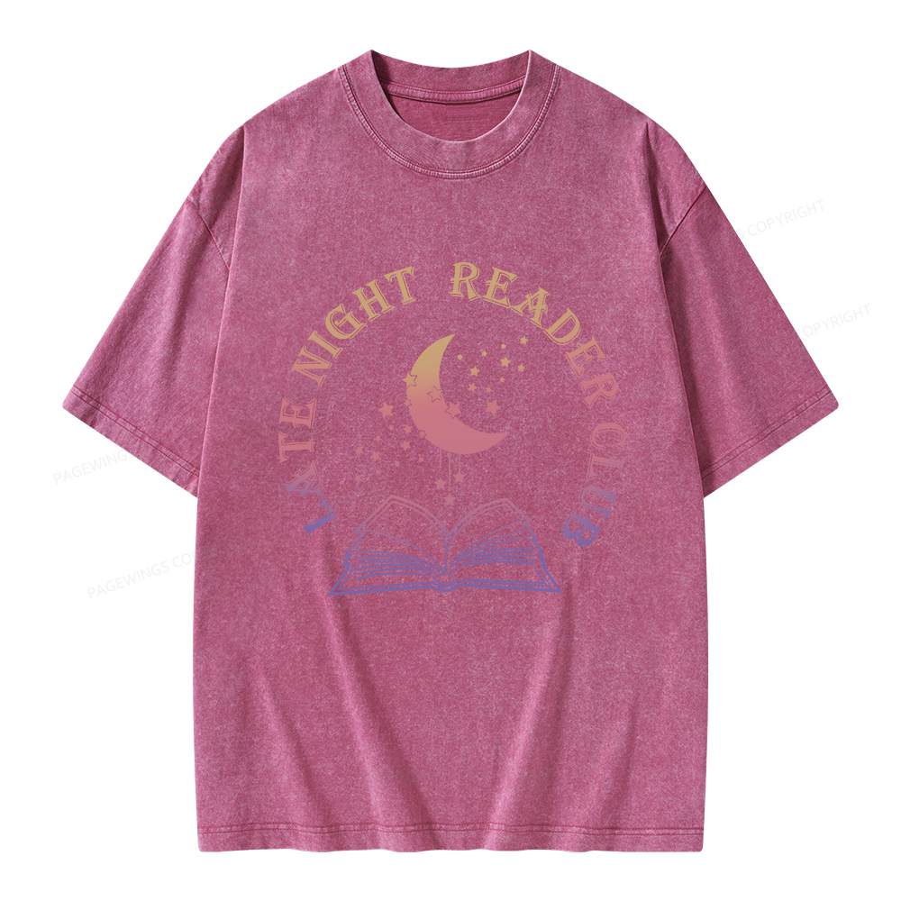 Pagewings Late Night Reader Club Unisex Washed T-shirt
