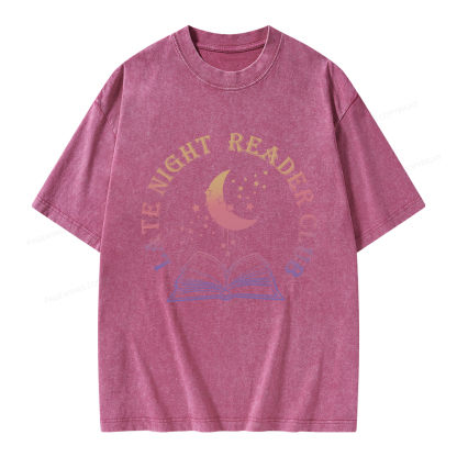 Pagewings Late Night Reader Club Unisex Washed T-shirt