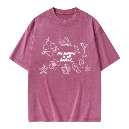 Pagewings My Summer Is All Booked Unisex Washed T-shirt