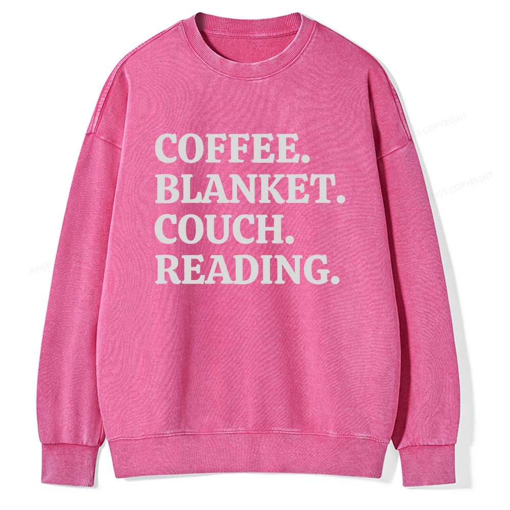 Pagewings Coffee Blanket Couch Reading Unisex Washed Sweatshirt