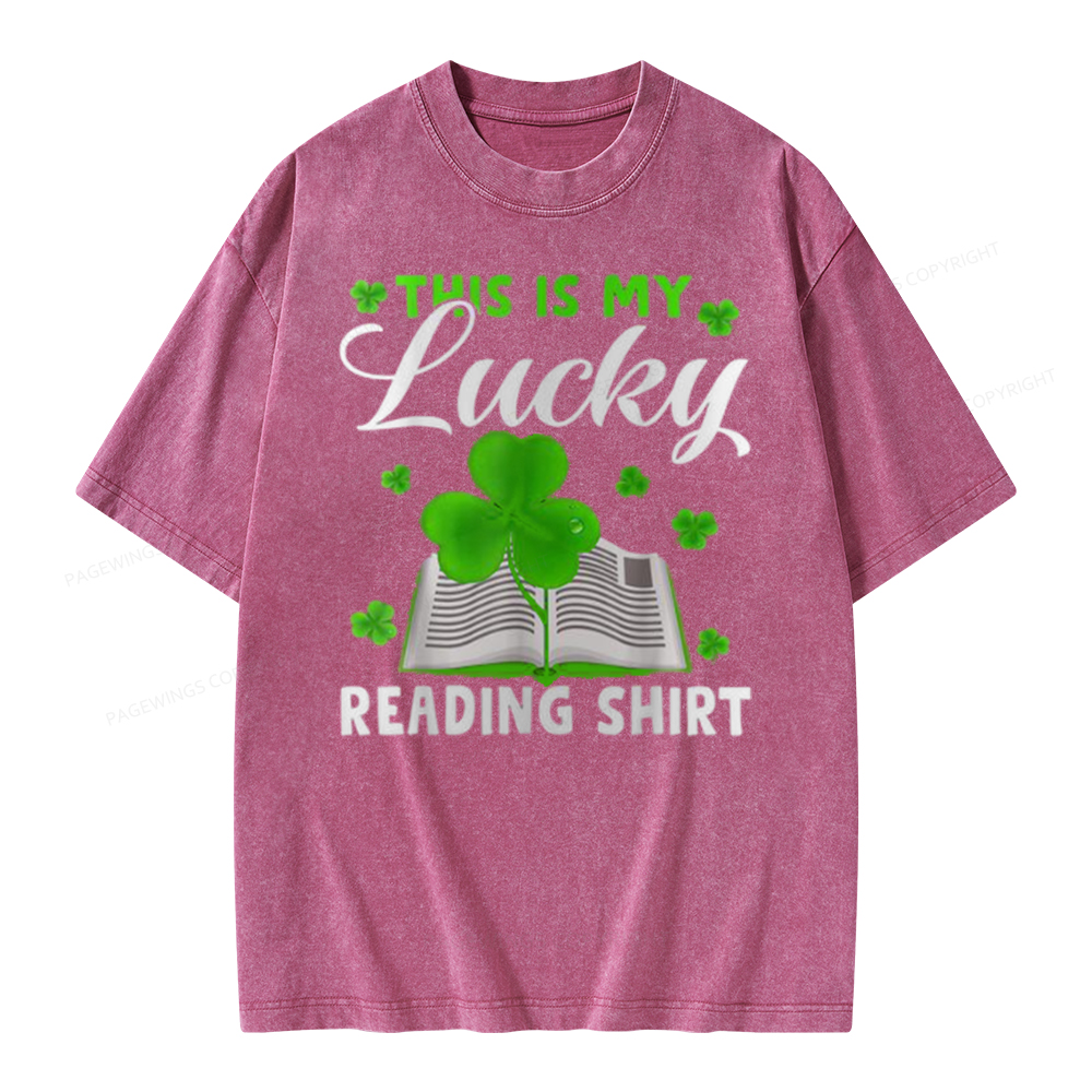 Pagewing Lucky Reading St Patricks Day Book Lover Unisex Washed T-shirt