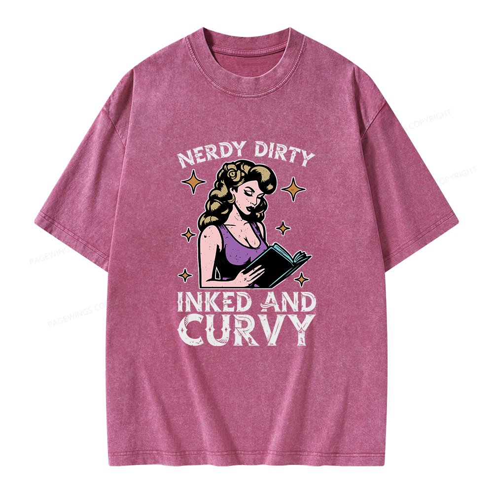 Pagewings Reading Nerdy Dirty Inked And Curvy Unisex Washed T-shirt