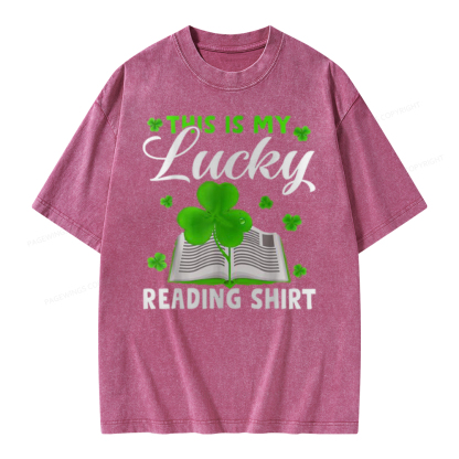 Pagewing Lucky Reading St Patricks Day Book Lover Unisex Washed T-shirt