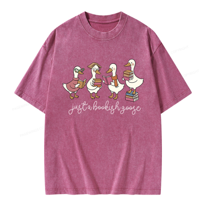 Pagewings Just A Bookish Goose Unisex Washed T-shirt