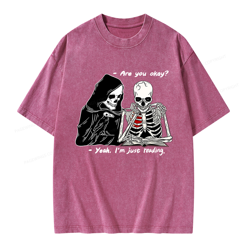 Pagewings Yeah I'm Just Reading Unisex Washed T-shirt