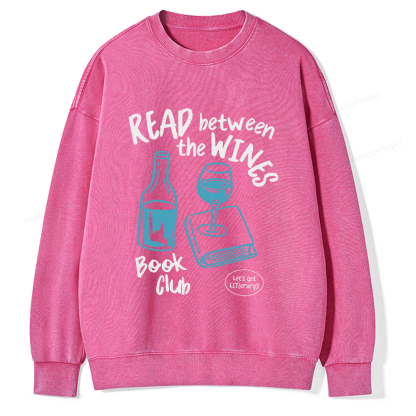Pagewings Wine Lover Book Club Unisex Washed Sweatshirt