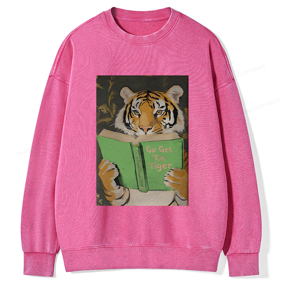 Pagewings Motivational Tiger Unisex Washed Sweatshirt