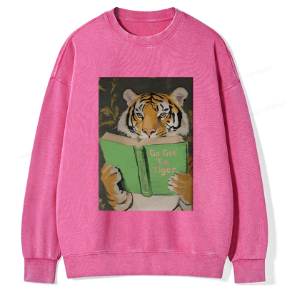 Pagewings Motivational Tiger Unisex Washed Sweatshirt