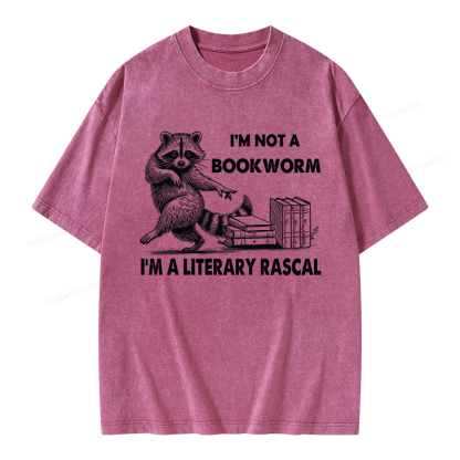 Pagewings I'm Not A Bookworm I'm A Literary Rascal Unisex Washed T-shirt