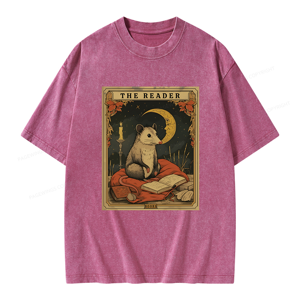 Pagewings The Reader Tarot Card Unisex Washed T-shirt