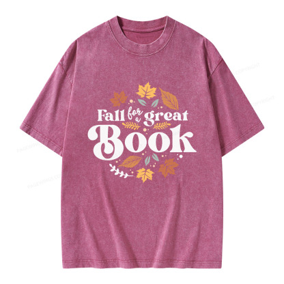 Pagewings Thanksgiving Fall For A Great Book Unisex Washed T-shirt