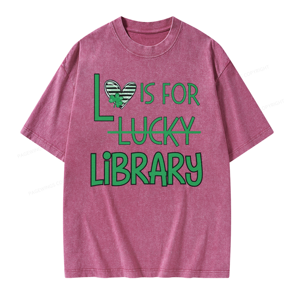 Pagewing St Patricks Day Librarian Tshirt Shirt Unisex Washed T-shirt
