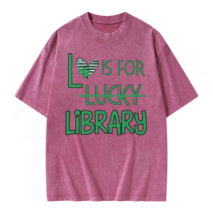 Pagewing St Patricks Day Librarian Tshirt Shirt Unisex Washed T-shirt