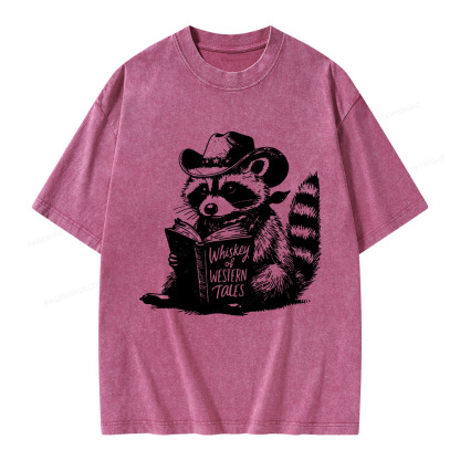 Pagewings Whiskey of Western Tales Unisex Washed T-shirt