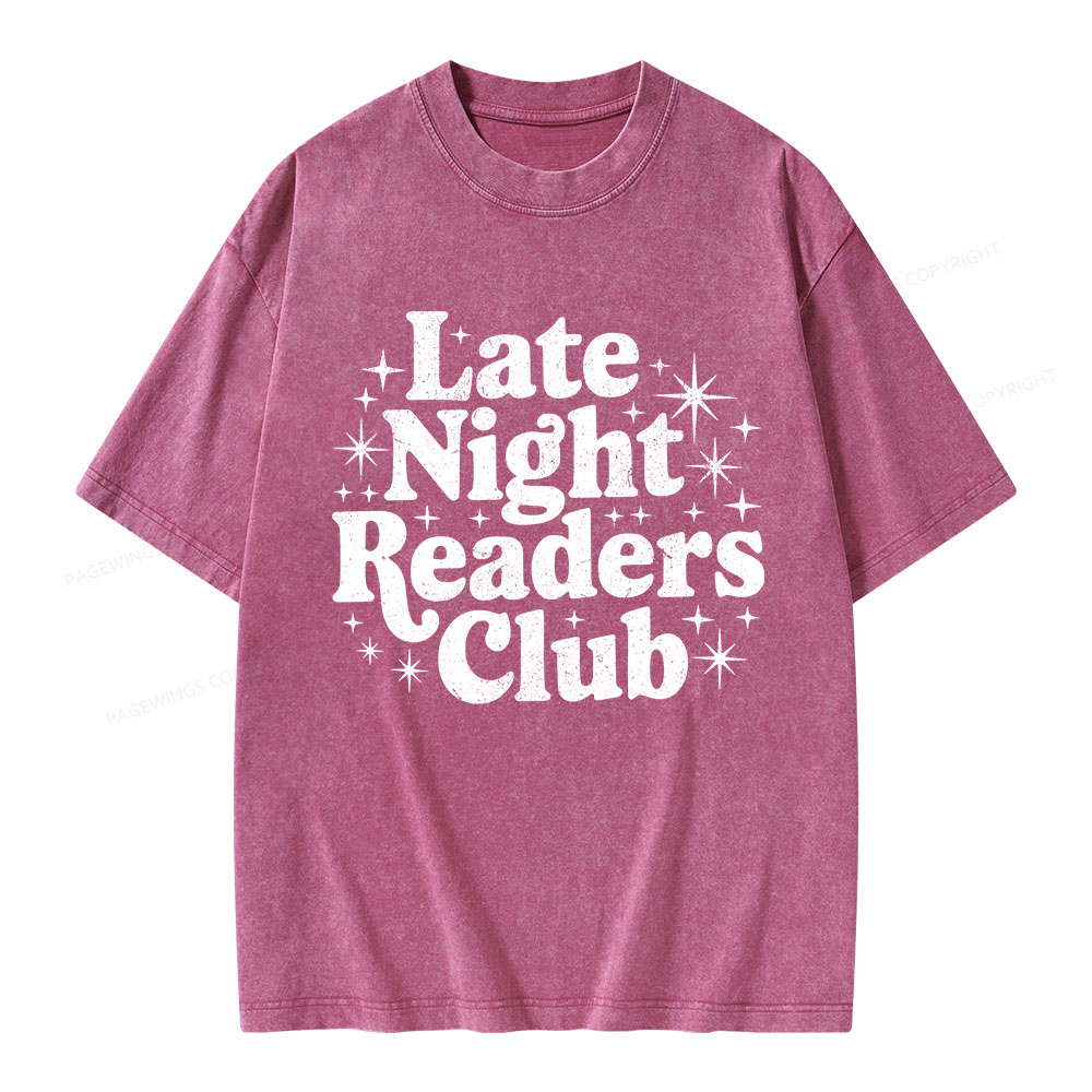 Pagewings Late Night Readers Club Unisex Washed T-shirt
