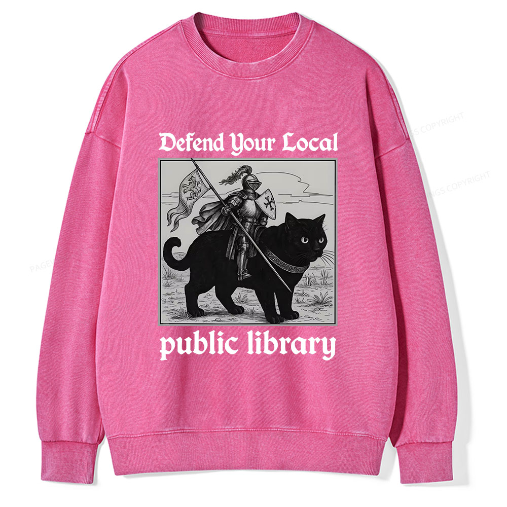 Pagewings Defend Your Local public library Unisex Washed Sweatshirt