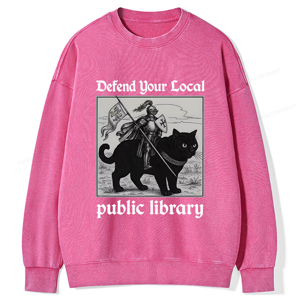Pagewings Defend Your Local public library Unisex Washed Sweatshirt