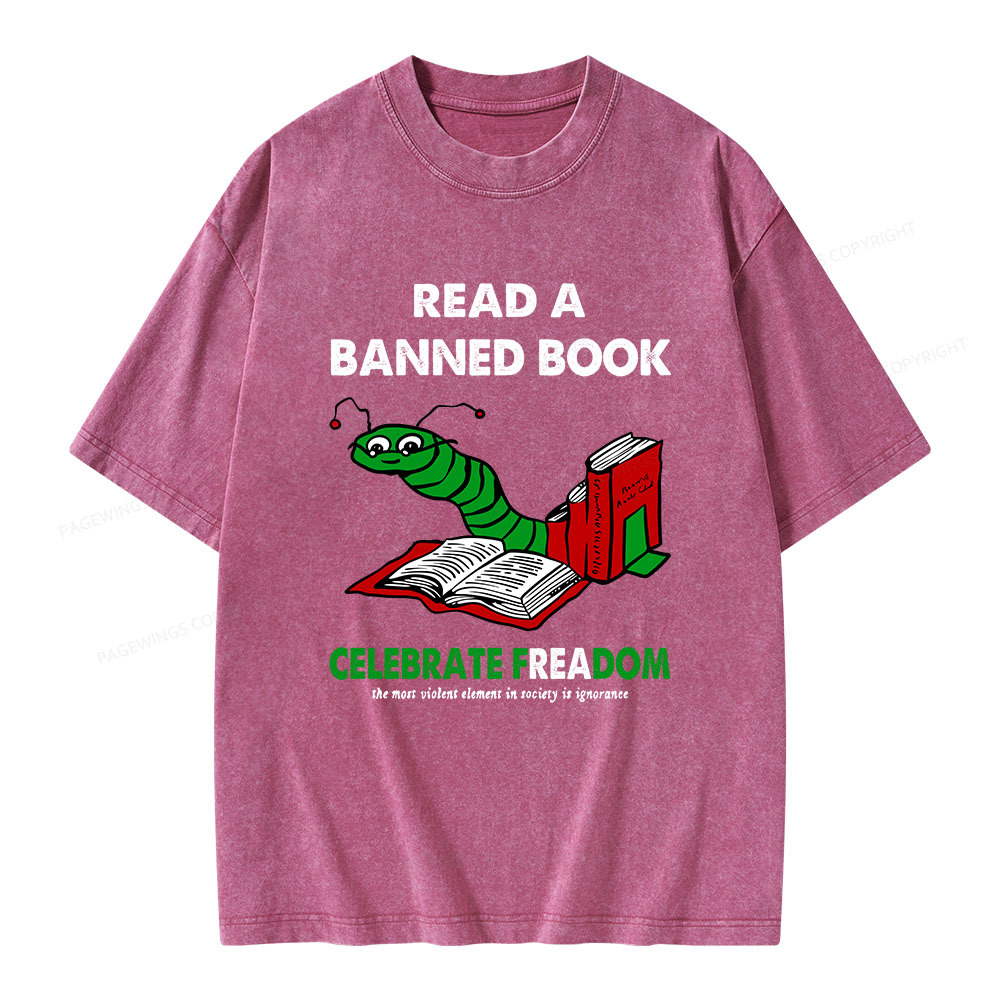Pagewings Read A Banned Book Unisex Washed T-shirt