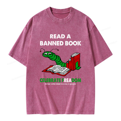 Pagewings Read A Banned Book Unisex Washed T-shirt