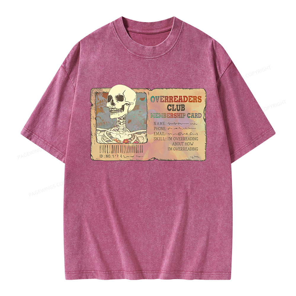 Pagewings Overreaders Club Membership Card Unisex Washed T-shirt